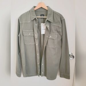 Mens zara Jean shirt olive size large
